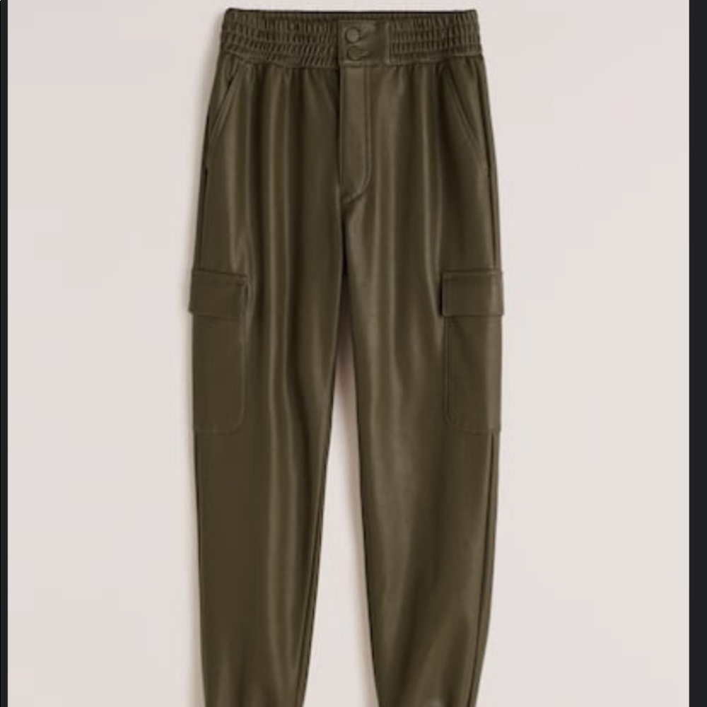 A&F Vegan Leather Joggers (olive green)